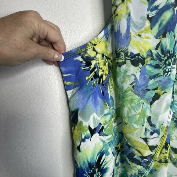 Kim Rogers Poncho Style Top Size XL Floral Vibrant Colors Asymmetrical BOHO - Picture 7 of 12